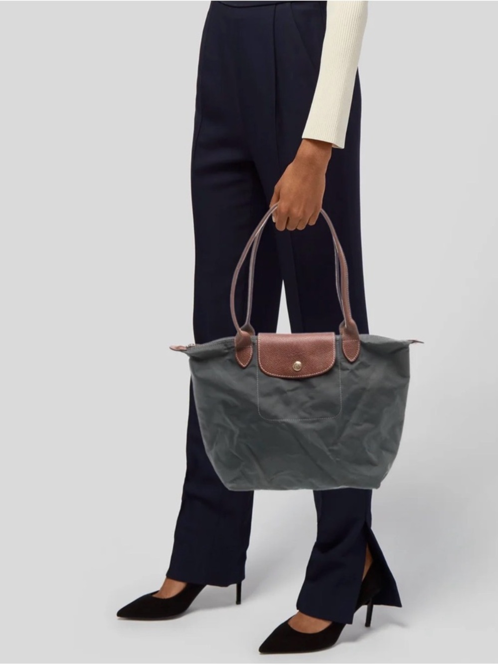 Longchamp Le Pliage Medium Nylon Tote – Brown Leather Trim - Picture 14 of 14